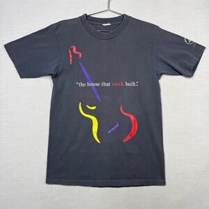 Vintage Rock and Roll Hall of Fame Shirt Men S Black Faded Inductees Guitar 90s